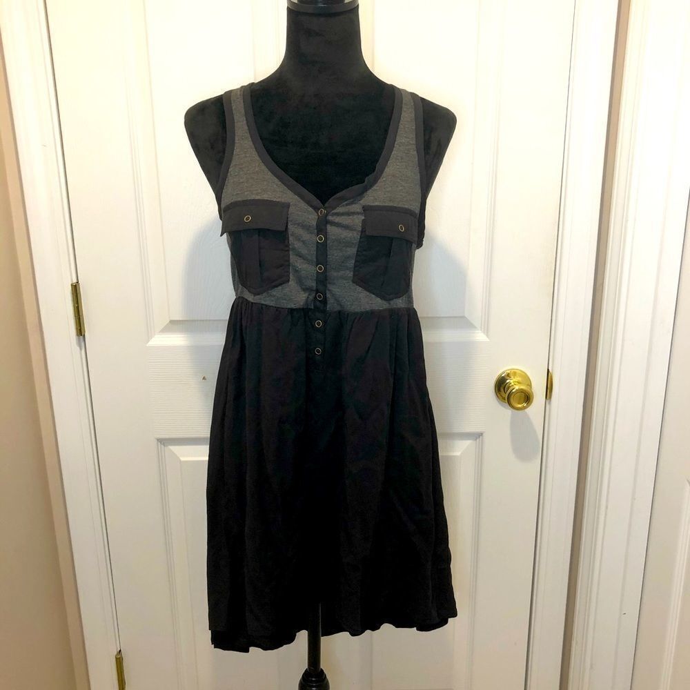 Rewind black and gray racerback hi low dress small